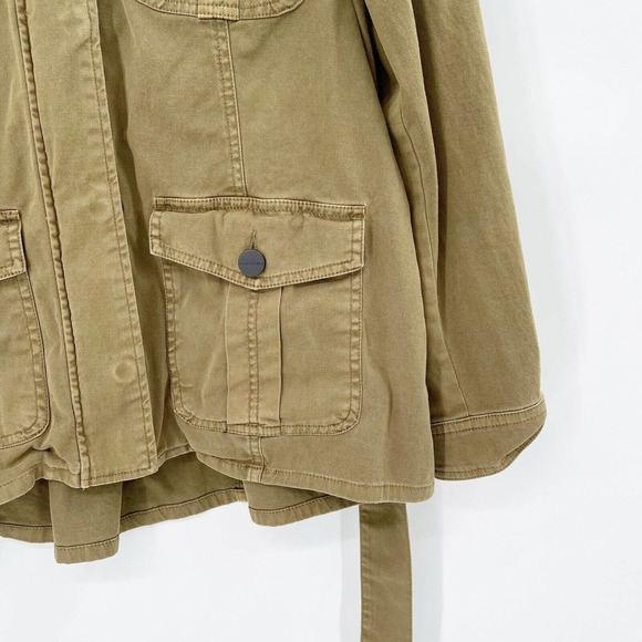 Sanctuary Street Smart Denim Utility Jacket Sz L Green Belted Collared Pockets - Picture 3 of 11